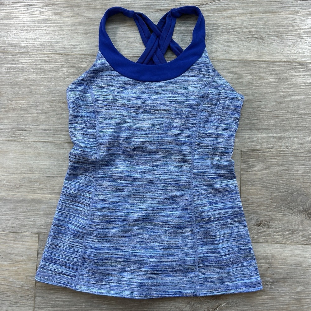 Lululemon Enhearten Tank Top Size 6 Space Dye Camo Caspian Blue Sapphire Blue